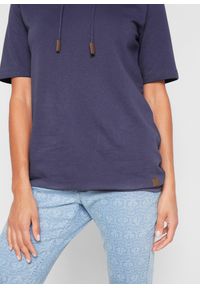 bonprix - Bluza z kapturem, z mieszanki bawełny. Typ kołnierza: kaptur. Kolor: niebieski. Materiał: bawełna. Długość rękawa: krótki rękaw. Długość: krótkie #2