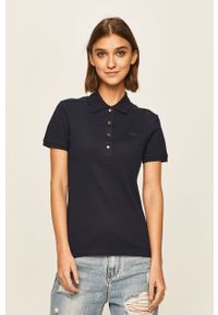 Lacoste - T-shirt. Okazja: na co dzień. Kolor: niebieski. Materiał: bawełna, dzianina, elastan. Długość: krótkie. Wzór: gładki. Styl: casual #1