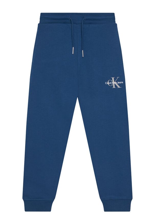 Calvin Klein Jeans Spodnie dresowe Monogram Logo IU0IU00285 D Niebieski Regular Fit. Kolor: niebieski. Materiał: bawełna