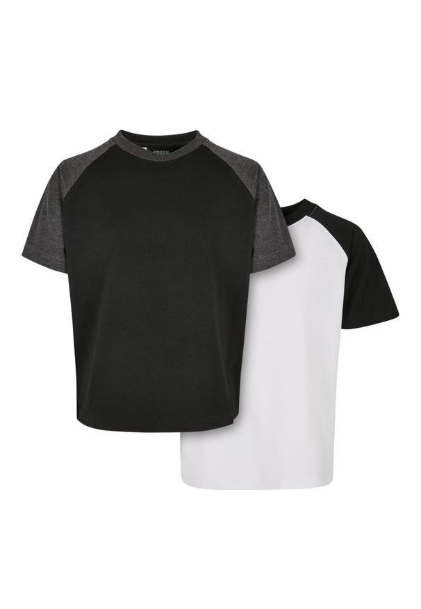 Urban Classics - Chłopięcy Kontrastowy Raglanowy T-shirt (zestaw 2 Sztuk). Kolor: czarny, brązowy, wielokolorowy, szary. Długość rękawa: raglanowy rękaw. Sport: turystyka piesza