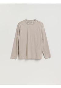 Reserved - Longsleeve regular z przeszyciami - brązowy. Kolor: brązowy. Materiał: bawełna. Długość rękawa: długi rękaw