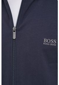 BOSS - Boss - Bluza. Typ kołnierza: kaptur. Kolor: niebieski. Materiał: bawełna, dzianina. Długość rękawa: raglanowy rękaw