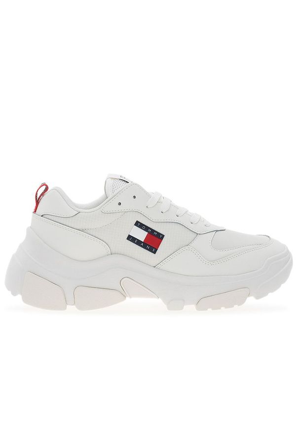 Buty Tommy Jeans TJW Light Weight Hybrid Runner EN0EN02618-YBL - białe. Okazja: na co dzień. Kolor: biały. Materiał: skóra, syntetyk, tkanina, materiał. Szerokość cholewki: normalna. Sezon: lato