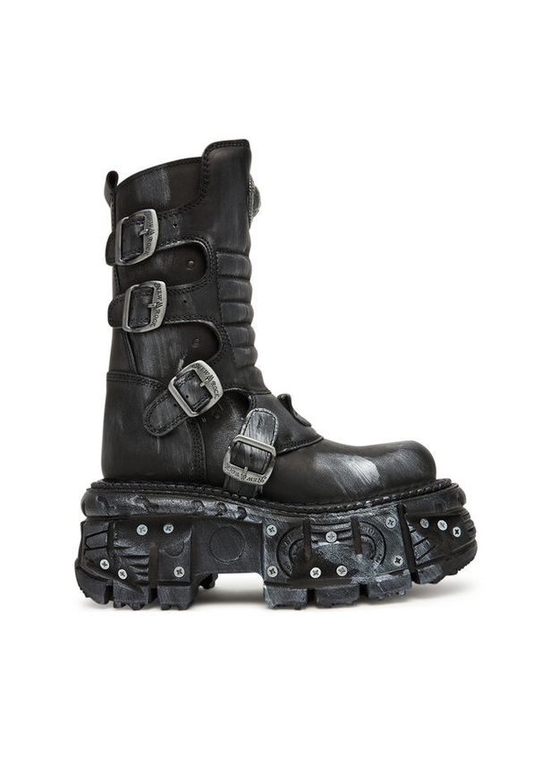 Botki NEW ROCK. Kolor: szary. Styl: rockowy