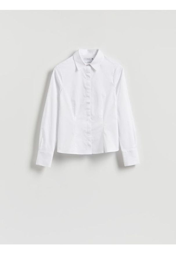 Reserved - Koszula slim fit - biały. Kolor: biały. Materiał: tkanina, bawełna