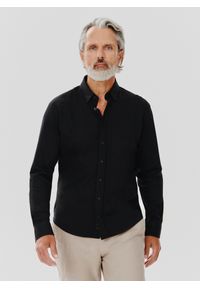 Pako Lorente - PAKO LORENTE – Czarna bawełniana koszula męska. Kolor: czarny, zielony. Materiał: bawełna. Długość rękawa: długi rękaw. Długość: długie. Wzór: gładki #8