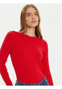 GANT - Gant Sweter 4800100 Czerwony Slim Fit. Kolor: czerwony. Materiał: bawełna #4