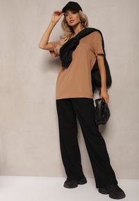 Renee - Brązowa Koszulka z Bawełny o Fasonie T-shirt Lormarka. Okazja: na co dzień. Kolor: brązowy. Materiał: bawełna. Styl: klasyczny, casual #5
