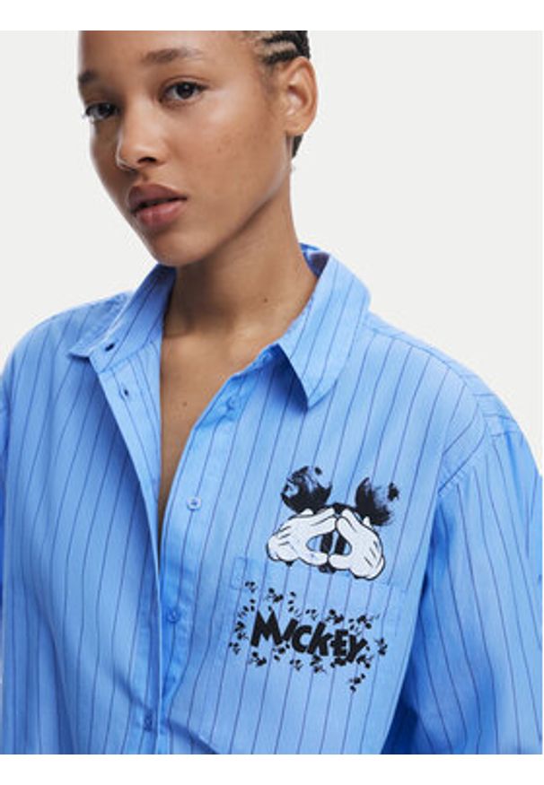 Desigual Koszula Mickey 25WWCW19 Niebieski Oversize. Kolor: niebieski. Materiał: bawełna