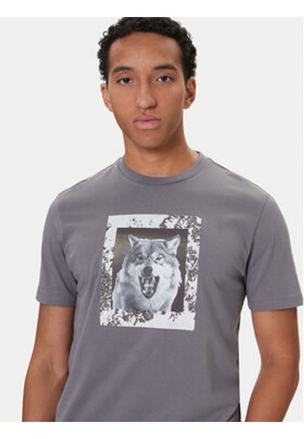 BOSS T-Shirt Lupo 50554615 Szary Regular Fit. Kolor: szary. Materiał: bawełna
