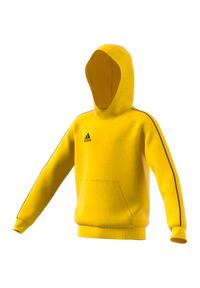 Adidas - Bluza dziecięca z kapturem adidas Core 18. Typ kołnierza: kaptur. Kolor: żółty. Materiał: polar. Długość rękawa: raglanowy rękaw