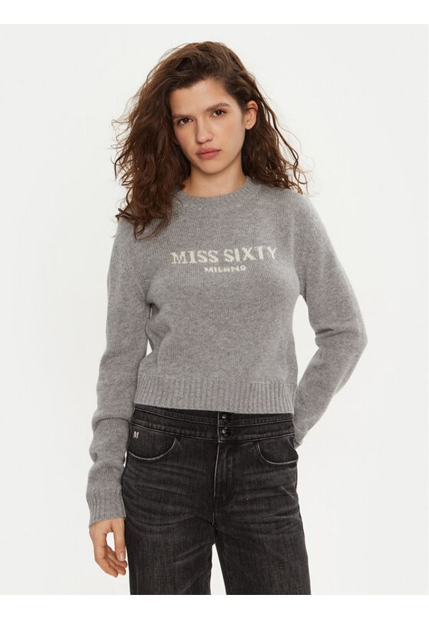 Miss Sixty Sweter 6L4RJ4360000 Szary Regular Fit. Kolor: szary. Materiał: wełna