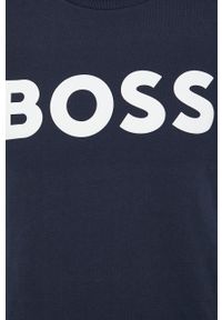 BOSS Orange - Boss Orange bluza bawełniana męska kolor granatowy z nadrukiem. Kolor: niebieski. Materiał: bawełna. Wzór: nadruk #3