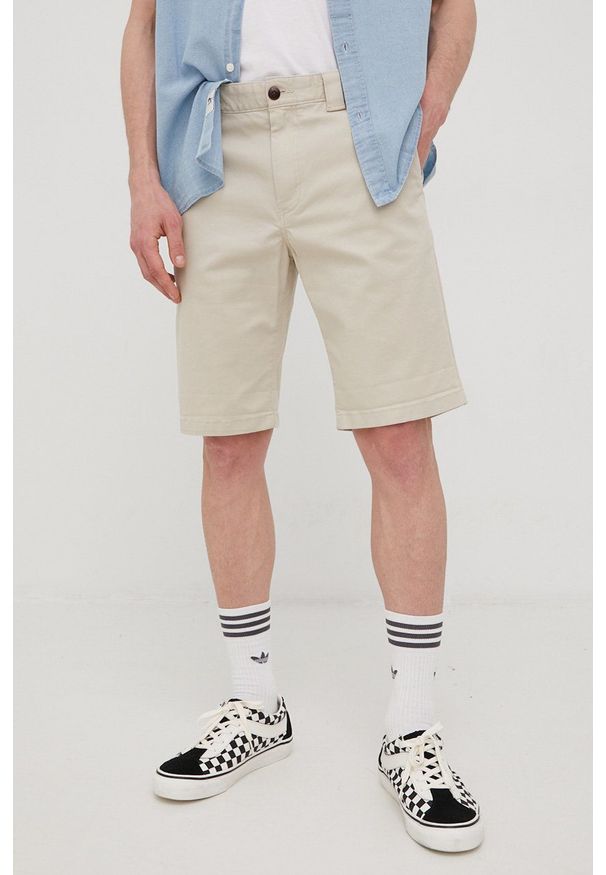 Tommy Jeans szorty SCANTON męskie kolor beżowy. Kolor: beżowy. Materiał: tkanina, materiał. Wzór: gładki