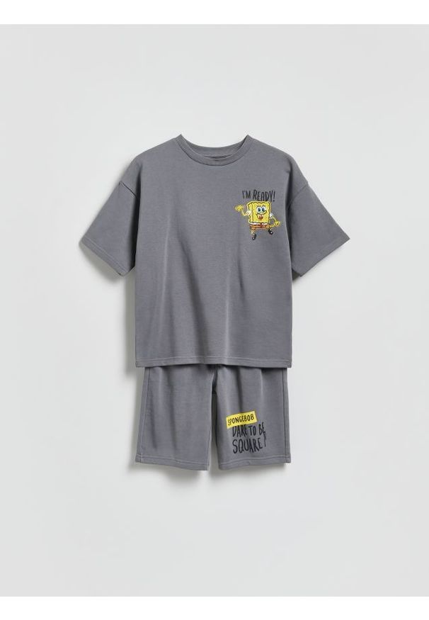 Reserved - Bawełniany komplet SpongeBob - ciemnoszary. Kolor: szary. Materiał: bawełna