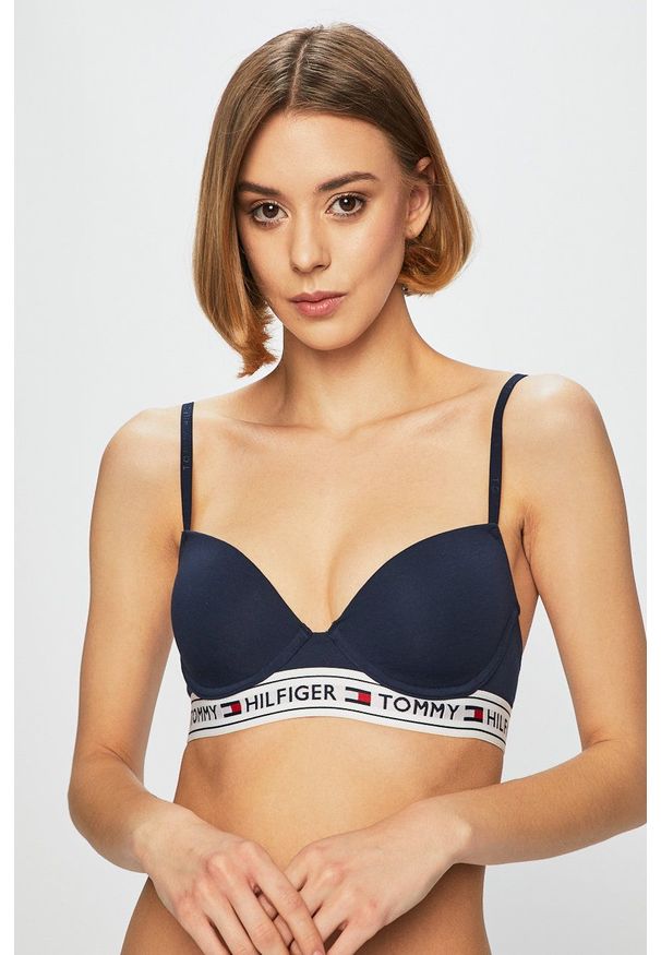 TOMMY HILFIGER - Tommy Hilfiger - Biustonosz. Kolor: niebieski. Materiał: materiał. Rodzaj stanika: biustonosz z fiszbinami. Wzór: gładki