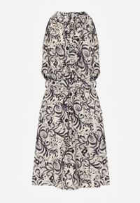 Born2be - Czarna Wiskozowa Sukienka z Dekoltem Typu Halter i Abstrakcyjnym Wzorem Veraria. Okazja: na co dzień. Typ kołnierza: dekolt halter. Kolor: czarny. Materiał: wiskoza. Wzór: aplikacja. Styl: casual #3