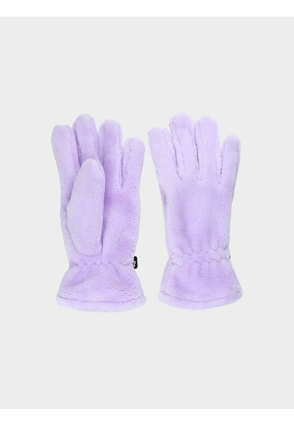 4f - 4F Rękawiczki pluszowe dziewczęce - fioletowe S/M. Kolor: fioletowy. Materiał: materiał. Sezon: zima. Styl: elegancki, casual