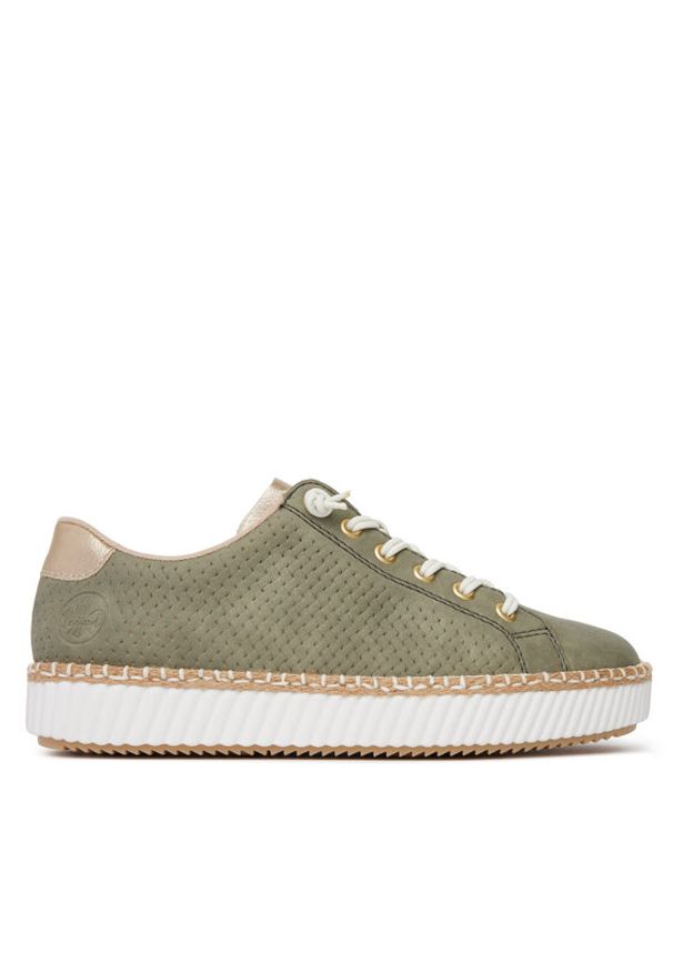 Rieker Sneakersy M2952-52 Khaki. Kolor: brązowy. Materiał: skóra