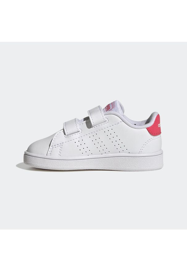 Adidas - Buty sportowe dla dzieci ADIDAS Advantage. Zapięcie: rzepy. Kolor: biały, różowy, wielokolorowy. Materiał: materiał, syntetyk, kauczuk. Szerokość cholewki: normalna. Wzór: paski. Model: Adidas Advantage. Sport: turystyka piesza, tenis