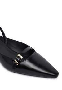 TOMMY HILFIGER - Tommy Hilfiger Czółenka Th Buckle Kitten Slingback Pump FW0FW09384 Czarny. Kolor: czarny. Materiał: skóra #4