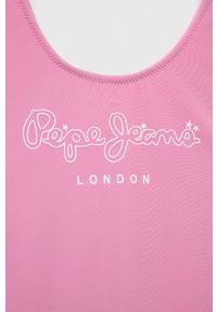 Pepe Jeans strój kąpielowy dziecięcy kolor różowy. Kolor: różowy. Materiał: materiał. Rodzaj stanika: odpinane ramiączka #3