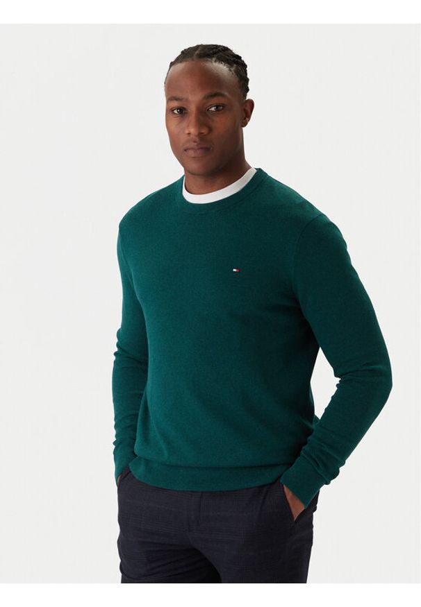 TOMMY HILFIGER - Tommy Hilfiger Sweter MW0MW28046 Zielony Regular Fit. Kolor: zielony. Materiał: bawełna