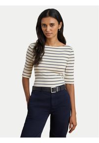 Lauren Ralph Lauren - LAUREN RALPH LAUREN Bluzka 200P03723002 Beżowy Slim Fit. Kolor: beżowy. Materiał: bawełna #1