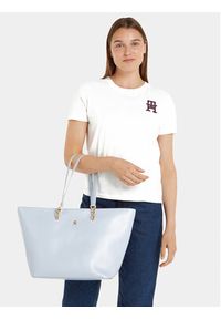 TOMMY HILFIGER - Tommy Hilfiger Torebka Th Refined Tote AW0AW16112 Błękitny. Kolor: niebieski. Materiał: skórzane #5