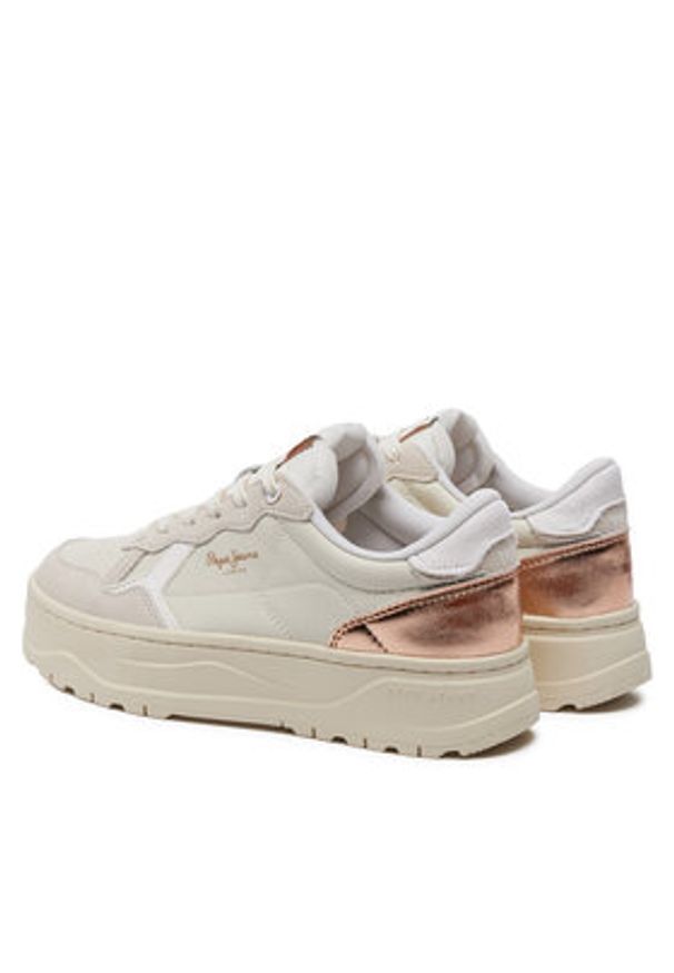 Pepe Jeans Sneakersy Kore Sun W PLS00009 Écru. Materiał: skóra