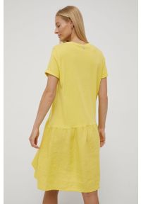 Deha sukienka kolor żółty mini rozkloszowana. Kolor: żółty. Długość rękawa: krótki rękaw. Długość: mini #3
