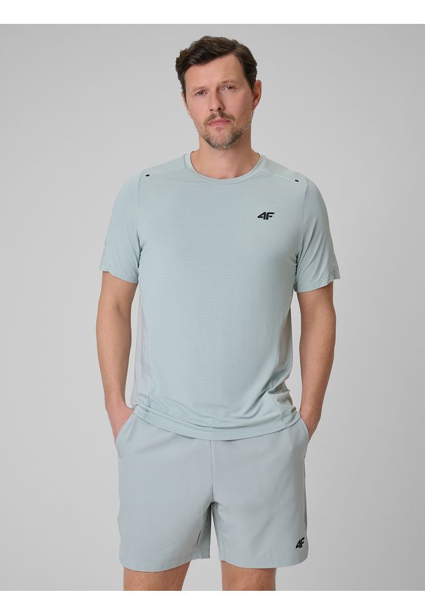 4f - 4F Koszulka regular treningowa szybkoschnąca męska - miętowa L. Kolor: turkusowy. Materiał: skóra, materiał. Sport: fitness