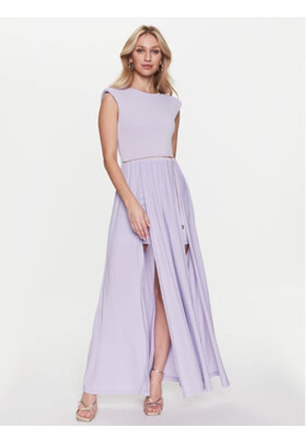 Rinascimento Sukienka koktajlowa CFC0112920003 Fioletowy Regular Fit. Kolor: fioletowy. Materiał: syntetyk. Styl: wizytowy