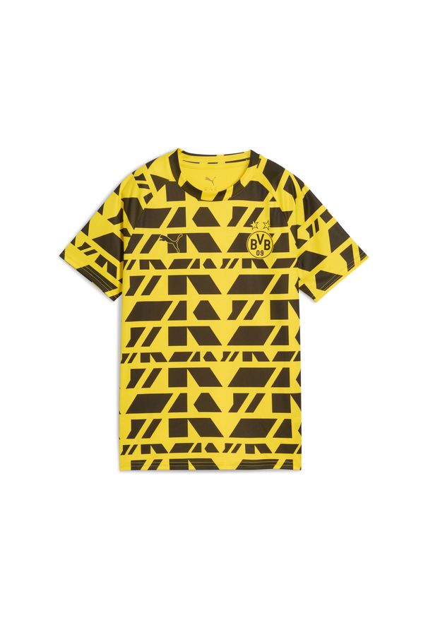 Puma - Młodzieżowa koszulka przedmeczowa Borussia Dortmund PUMA Faster Yellow Black. Kolor: czarny, wielokolorowy, żółty. Sport: piłka nożna