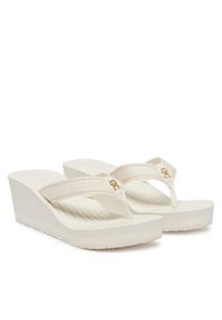 TOMMY HILFIGER - Tommy Hilfiger Japonki Th Stripes Wedge Beach Sandal FW0FW08521 Biały. Kolor: biały. Materiał: materiał #4
