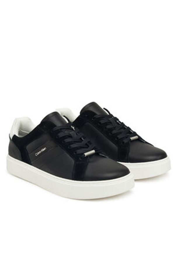Calvin Klein Sneakersy Classic Cupsole Laceup Tape Lth YM0YM01430 Czarny. Kolor: czarny. Materiał: skóra