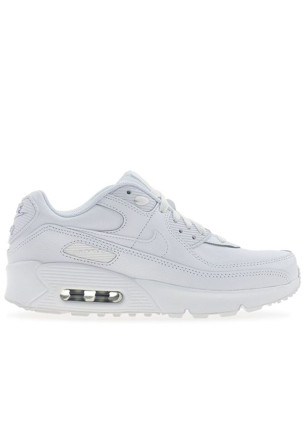 Buty młodzieżowe Nike Air Max 90 HF6358-102 - białe. Okazja: na co dzień. Kolor: biały. Materiał: materiał, guma. Szerokość cholewki: normalna. Model: Nike Air Max, Nike Air Max 90
