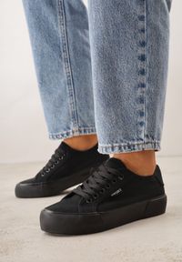 Renee - Czarne Trampki VICES z Napisem Rioselle. Okazja: na co dzień. Kolor: czarny. Materiał: skóra, materiał, dresówka. Wzór: napisy. Sezon: wiosna. Styl: casual, elegancki #3