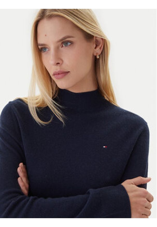 TOMMY HILFIGER - Tommy Hilfiger Sweter WW0WW47468 Granatowy Regular Fit. Kolor: niebieski. Materiał: wełna