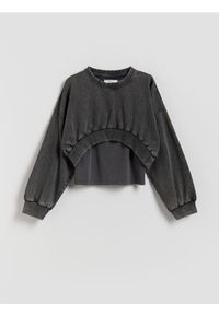 Reserved - Bluza z topem - czarny. Kolor: czarny. Materiał: bawełna, dzianina. Długość: krótkie