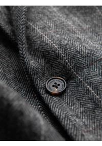 Ombre Clothing - Elegancka męska marynarka w kratkę z domieszką wełny – szara V1. Kolor: szary. Materiał: wełna. Wzór: kratka. Styl: elegancki #10