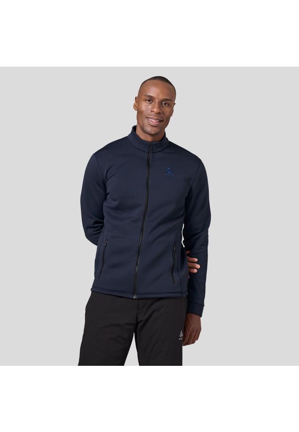 Bluza narciarska męska rozpinana z półgolfem Odlo BERRA. Kolor: niebieski. Sezon: zima. Sport: narciarstwo