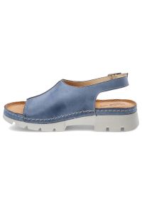 Niebieskie Sandały Wasak Skórzane Buty Damskie. Okazja: na co dzień, na spacer. Zapięcie: pasek. Kolor: niebieski. Materiał: skóra. Sezon: lato. Styl: casual #3