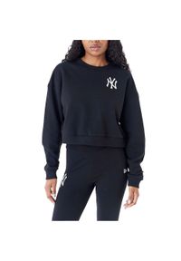 New Era - Nowa Bluza Era Mlb Le Crop Crew Neyyan Blkwhi Damskie. Kolor: czarny. Materiał: poliester, bawełna