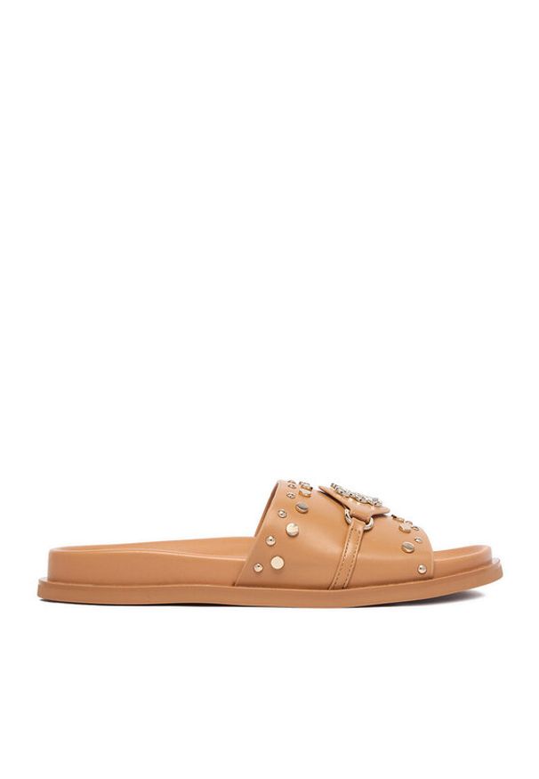 Nine West Klapki EO-TL758-1 Brązowy jasny. Kolor: brązowy. Materiał: skóra