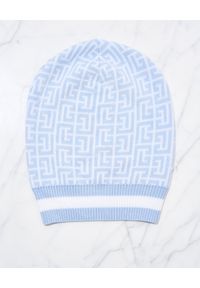 Balmain - BALMAIN - Wełniana czapka z monogramem. Kolor: niebieski. Materiał: wełna. Sezon: zima, jesień