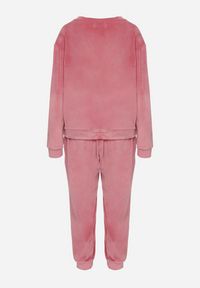 Born2be - Różowy Welurowy Komplet Dresowy Bluza i Spodnie Typu Jogger Lisilwena. Kolor: różowy. Materiał: dresówka, welur. Sport: turystyka piesza #6