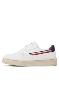 TOMMY HILFIGER - Tommy Hilfiger Sneakersy Stripes Low Cut Lace-Up Sneaker T3X9-32848-1355 S Biały. Kolor: biały. Materiał: skóra #3