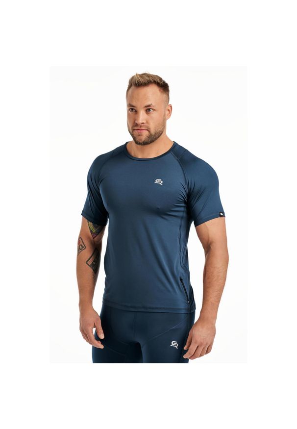 ROUGH RADICAL - Koszulka fitness szybkoschnąca męska Rough Radical Vital Zip. Kolor: zielony, wielokolorowy, niebieski. Sport: fitness