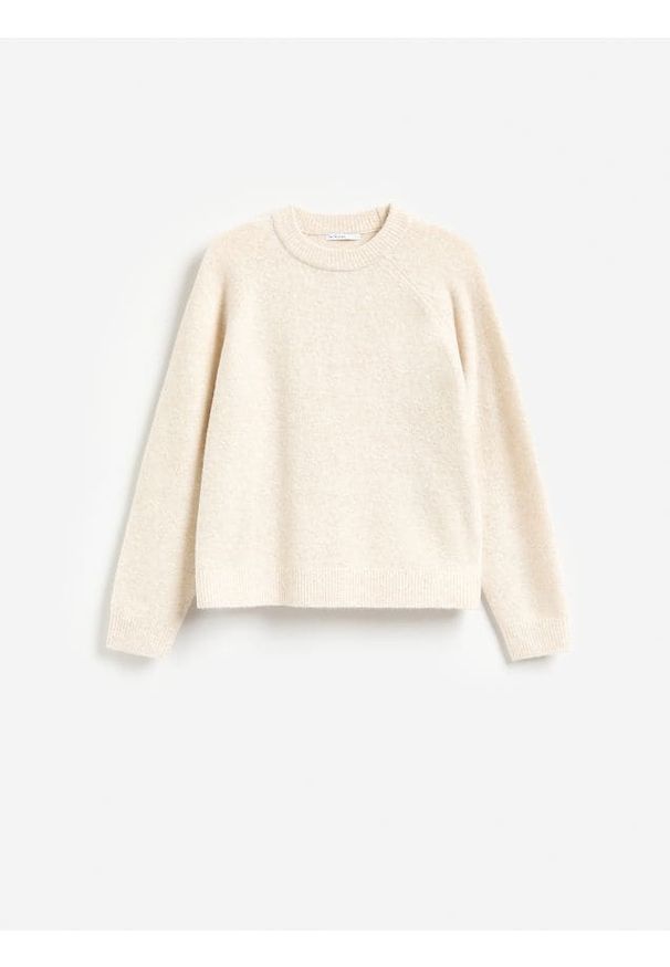 Reserved - Sweter z domieszką wełny - beżowy. Kolor: beżowy. Materiał: wełna